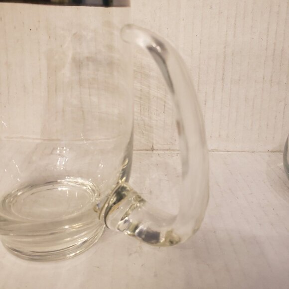 Small Libbey Mid Century Silver Stripe Glass Pitcher With 2 Glasses - Picture 12 of 14